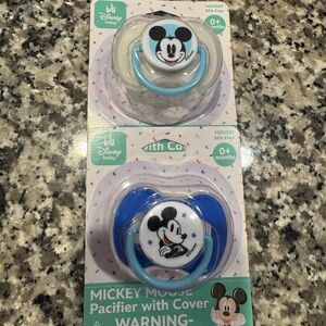 Disney Mickey Mouse baby toddler Pacifier Set - Blue and White lot of 2 NEW NIP